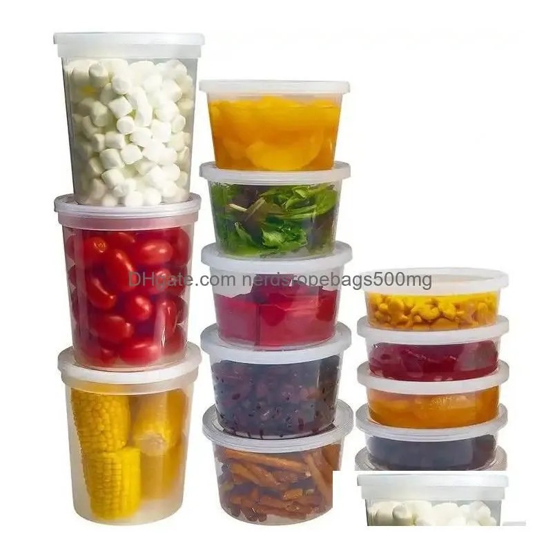 Other Disposable Plastic Products Microwavable Food Storage Soup 32Oz Plastic Container With Lids For Kitchen Fridge Drop Delivery Hom