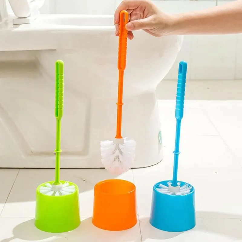 Bath Accessory Set Creative Toilet Brush Thick Plastic Long Handle Bathroom Cleaning With Holder Base For Home El