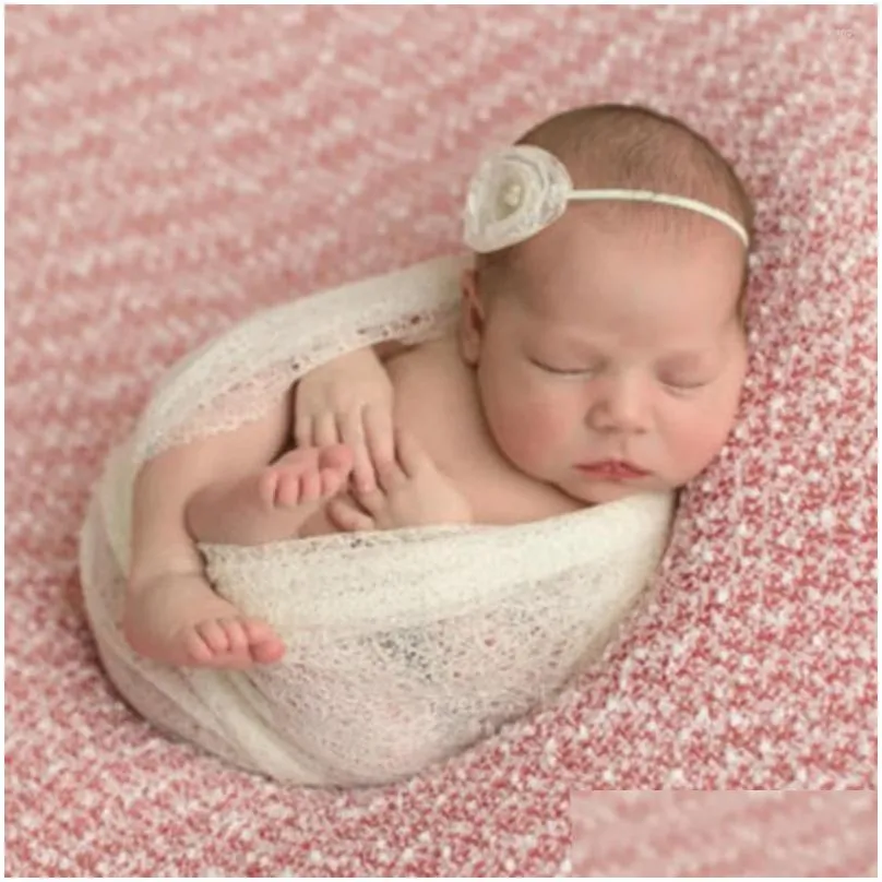 Blankets Born Baby Solid Color Hollow Pograph Prop Blanket Infant Sleeping Swaddle Soft