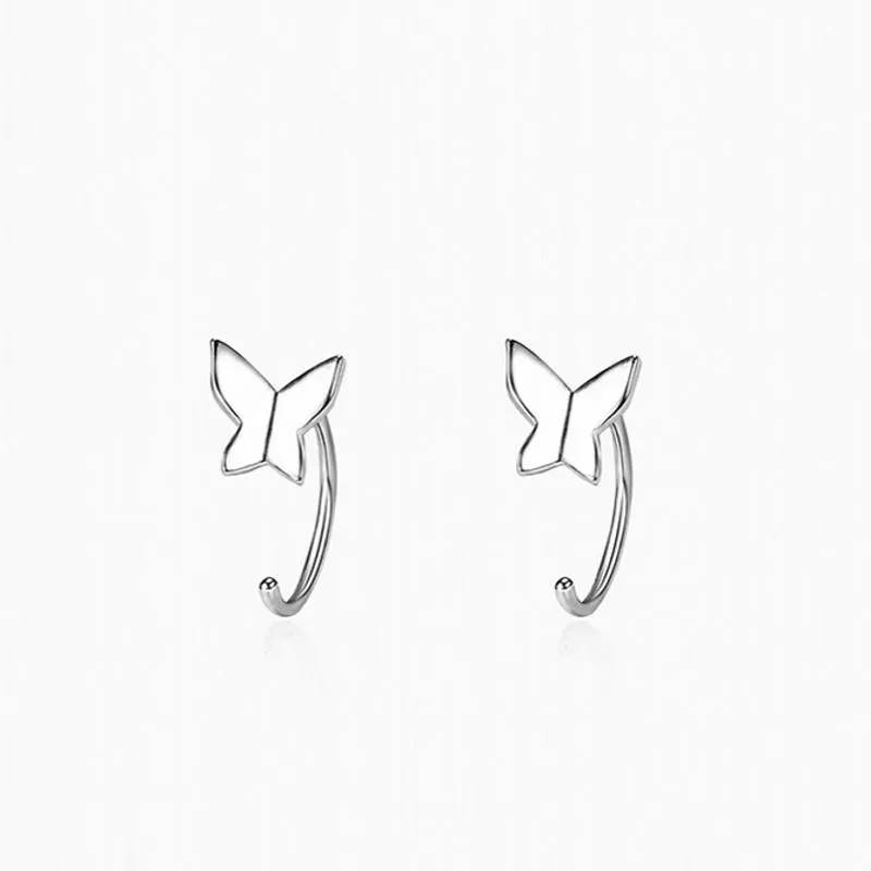 Clip-on & Screw Back Fashion Elegant Crystal Butterfly Clip Earrings For Women No Piercing Fake Cartilage Cute Statement Korean Earring