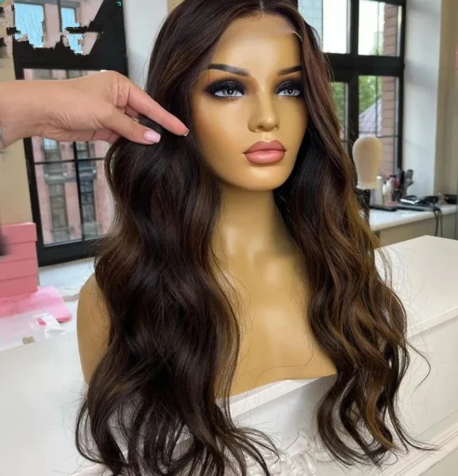 Loose Deep Wave Full Lace Wigs for Women Human Hair 360 Lace Frontal Wig Brown LowLights Glueless Pre Plucked hd transparent lace
