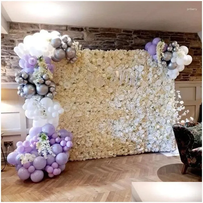 Decorative Flowers 3D Silk Rose Flower Backdrop Wedding Decoration Artificial Wall Panel For Home Decor Baby Shower Backdrops