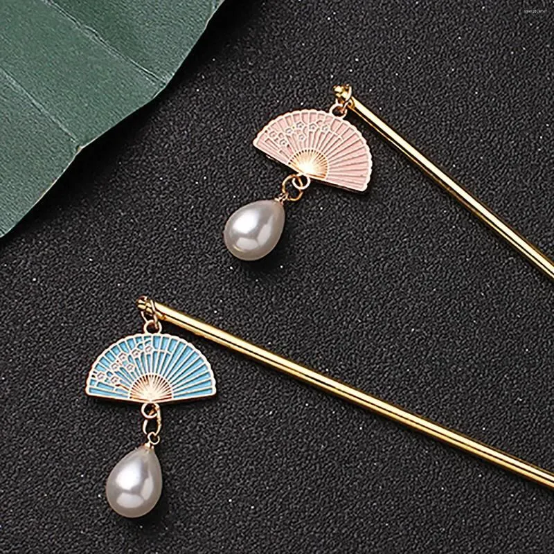 Hair Clips Woman Hanfu Matching Hairpin Vintage Style Fan Pendant Alloy Chopstick For Pairing With Clothes