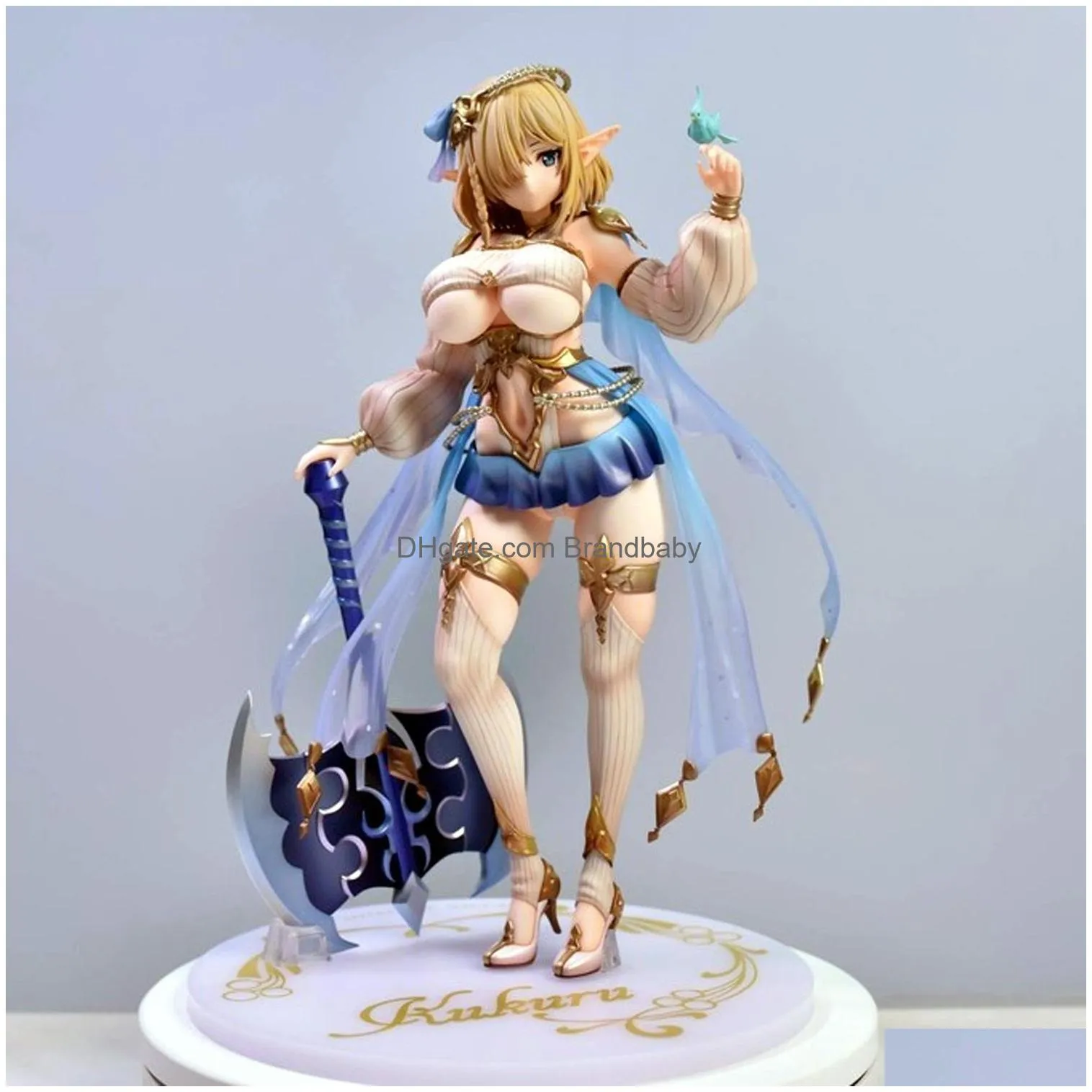 cartoon figures 26cm nsfw soft elf village 5th villager kukuru sexy nude girl model pvc anime action hentai figure adult toys doll