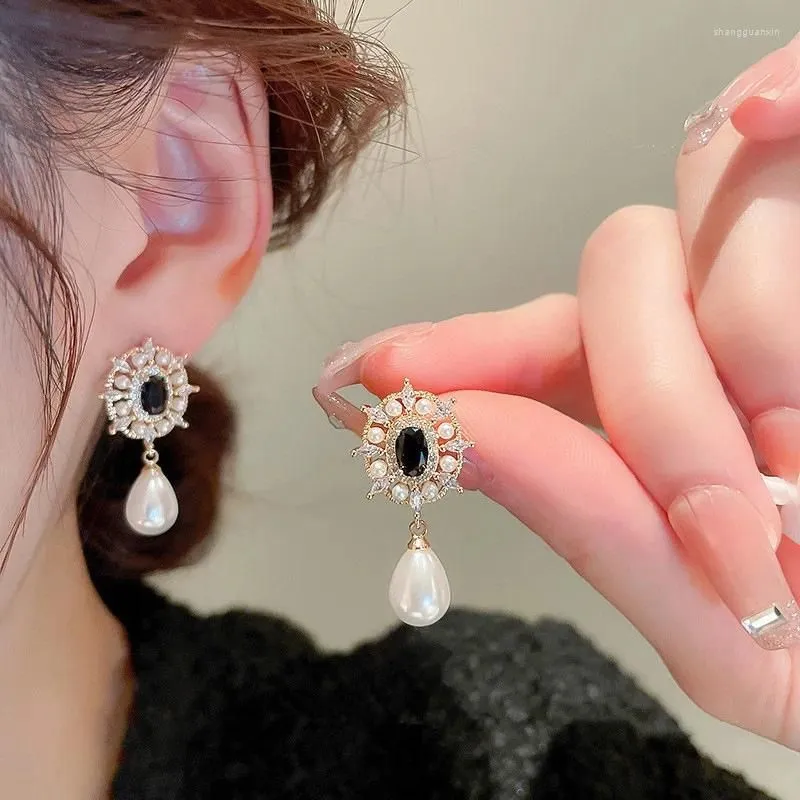 Dangle Earrings 2024 Trend 925 Sterling Silver Natural Freshwater Pearls Earring For Women Luxury Bling CZ Fashion Elegant Lady