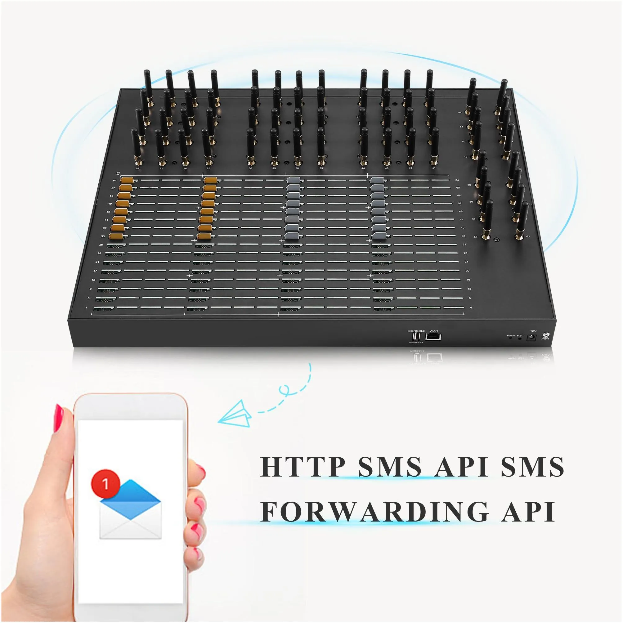 2G gsm 64 Antenna Channel 64 sims High Gain Signal Wireless Modem Support SMPP Http API Data Analysis And SMS Notification System/256sims and 512 sims