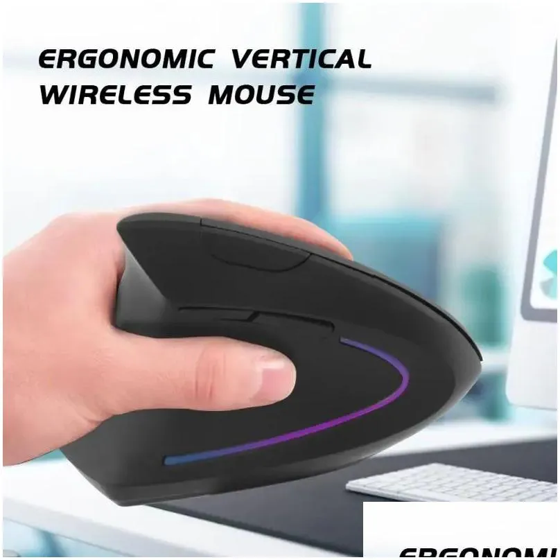 Mice New Cool Shark Wireless Mouse Vertical Gaming Mouse USB Computer Mice Ergonomic Desktop Upright Mouse For PC Laptop Office Home