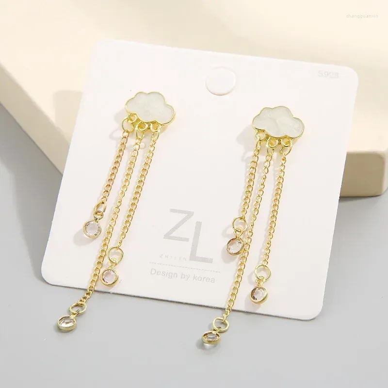 Dangle Earrings Fashion Creative Clouds Rain Shape Tassels For Women Bohemian Style Water Drop Crystal Earring Jewelry Accessories