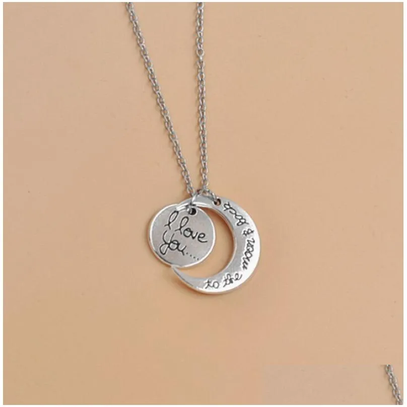 21pcs alloy pendant necklace i love you to the moon back friend friendship charms