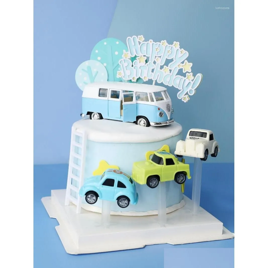 other festive party supplies saloon car bus cake decoration cartoon kids happy birthday decorating baby shower wedding topperother