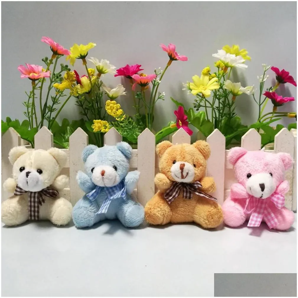 plush bear pendant cute plush keychains mini bear doll stuffed soft pendant toy pp cotton 5.5cm gift