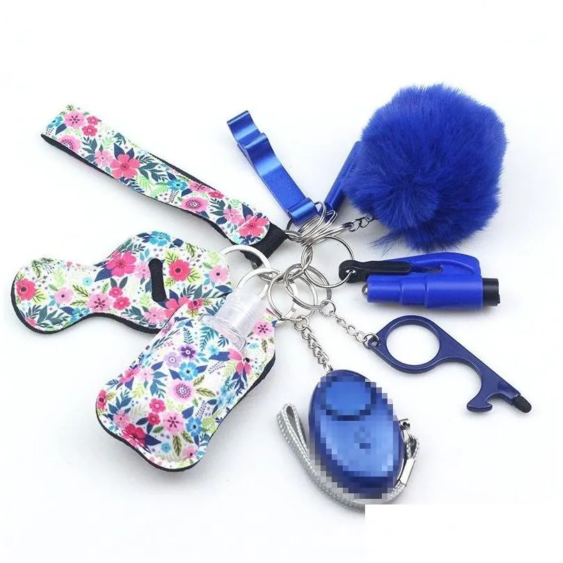 women alarm personal keychain set self defense alarm keychain security self protection security alarm key ring for girls 10pcs/sets