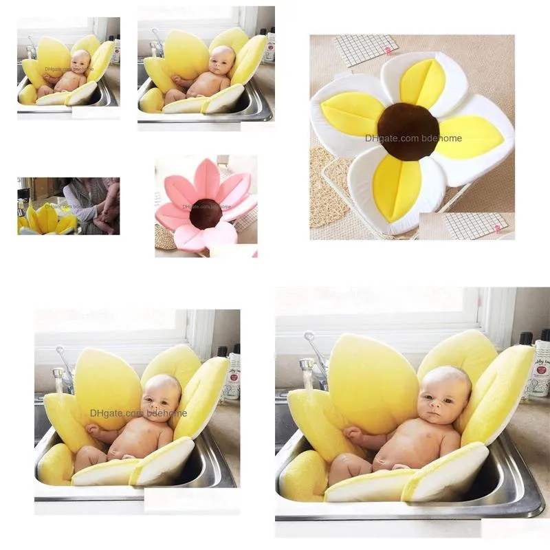 Baby Bath Mat Tub Blooming Bath Flower Newborn Baby Non-Slip Safety Bath Seat Support Shower Folding Seat J01156455968