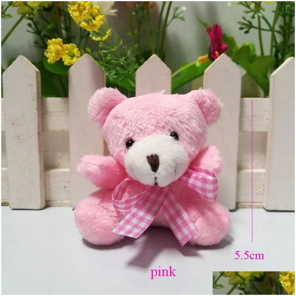 plush bear pendant cute plush keychains mini bear doll stuffed soft pendant toy pp cotton 5.5cm gift