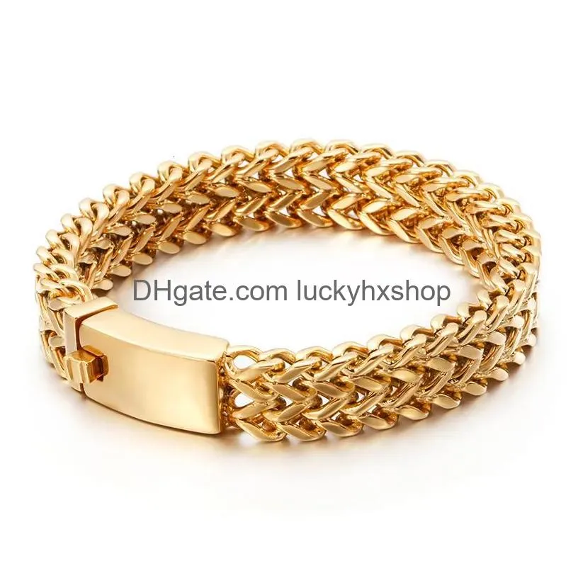 chain kalen stainless steel link bracelets high polished dubai gold color mesh men cool jewelry accessories gifts 230508