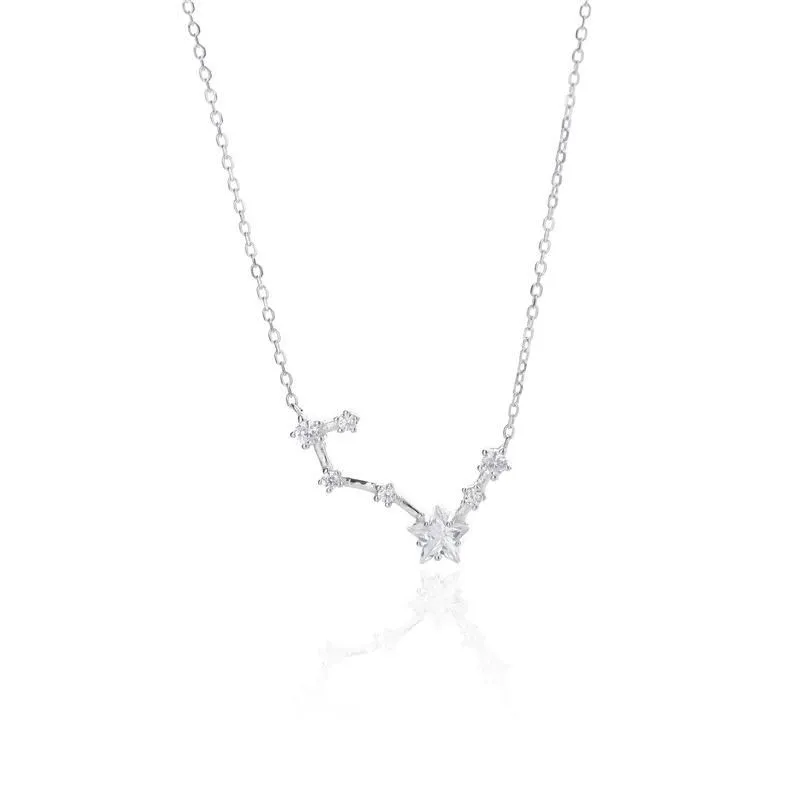 Pendant Necklaces S925 Necklace Female Temperament Artistic Style Big Dipteryx Clavicular Chain Pentagram Zircon Wholesale