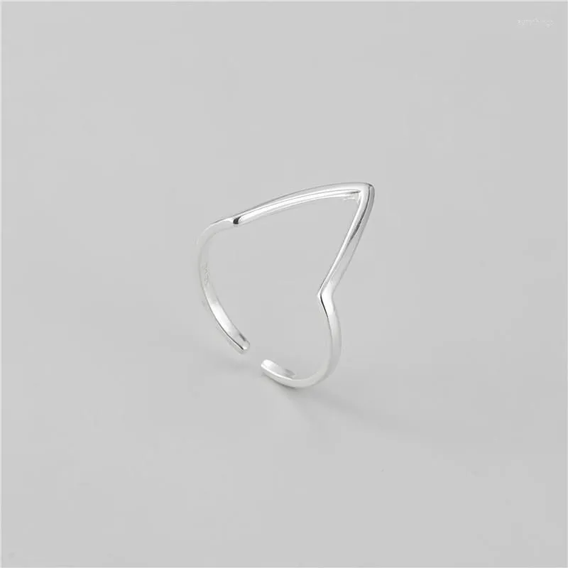 Cluster Rings Original 925 Sterling Silver Letter V Shape Ring For Women Fine Jewelry Minimalist Woman Finger Accessories