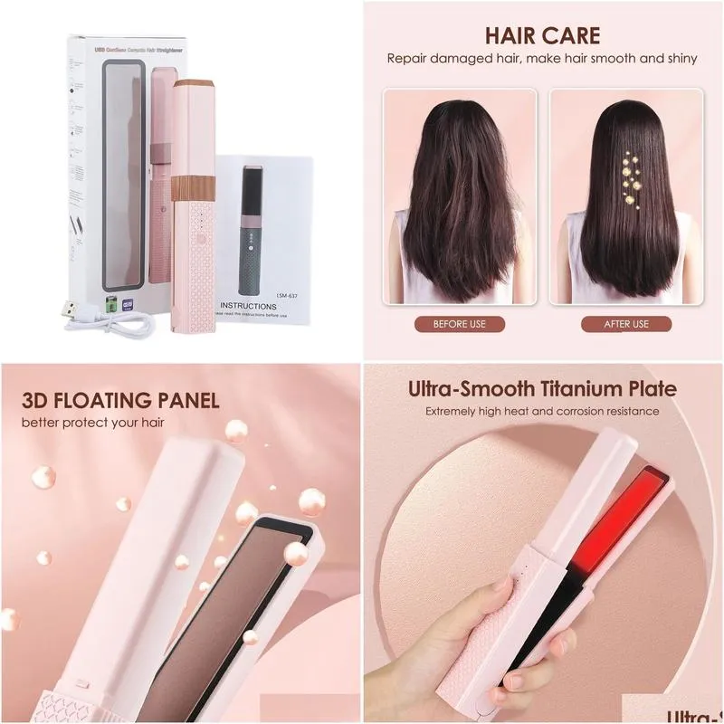 Irons Wireless Hair Straightener Iron Dualpurpose Straight Splint Hair Ourmaline Ceramic Heating Plate Curling Hair Splint Bangs