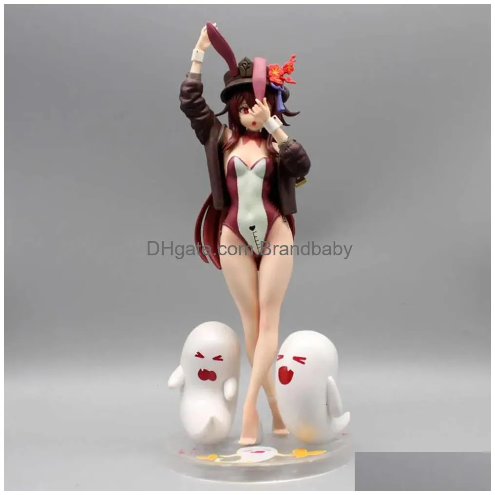 finger toys 27cm genshin impact hu tao bunny sexy anime girl figure klee/venti/qiqi/nahida action figure adult collectible model doll