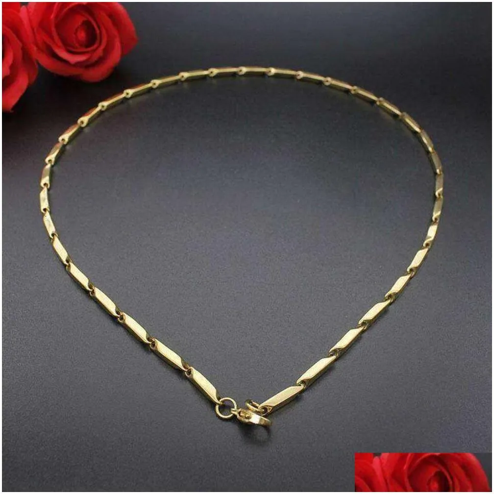 Other Titanium Steel Gold Plated Melon Chain Stainless Necklace Couple Models Elegant Black Drop Delivery Jewelry Necklaces Pendants Otydb