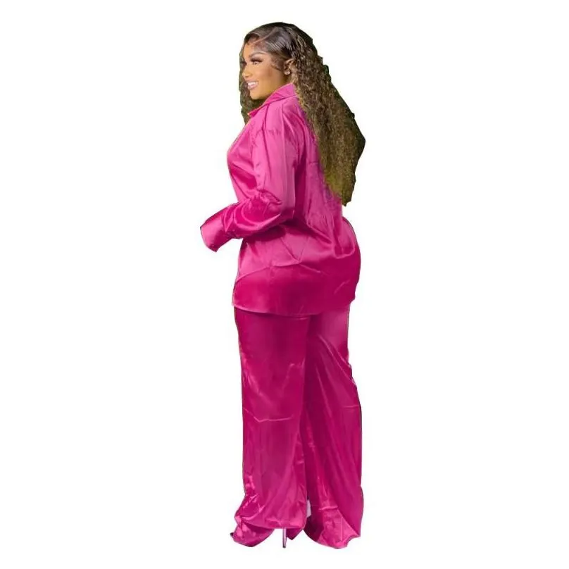 Women`S Plus Size Tracksuits Womens Perl Glossy Ol Two Piece Sets Outifits Clothing Fashion Matching Set Ropa De Mujer Tallas Grandes Dhez6