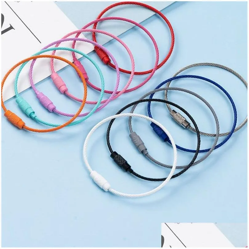 Other Household Sundries Wire Rope Keychain Colored Creative Gift Key Ring Stainless Steel Diy Accessories Pendant Materials Lage Lo Otuzc