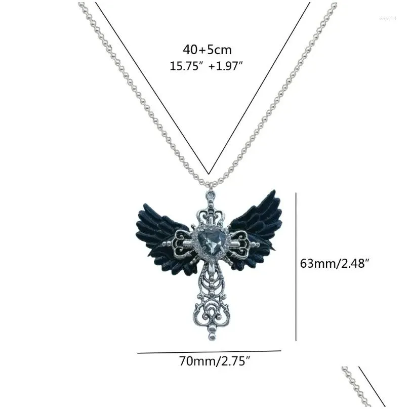 pendant necklaces european and american street blue gem angel crossed clavicle chain necklace girls light luxury women simple