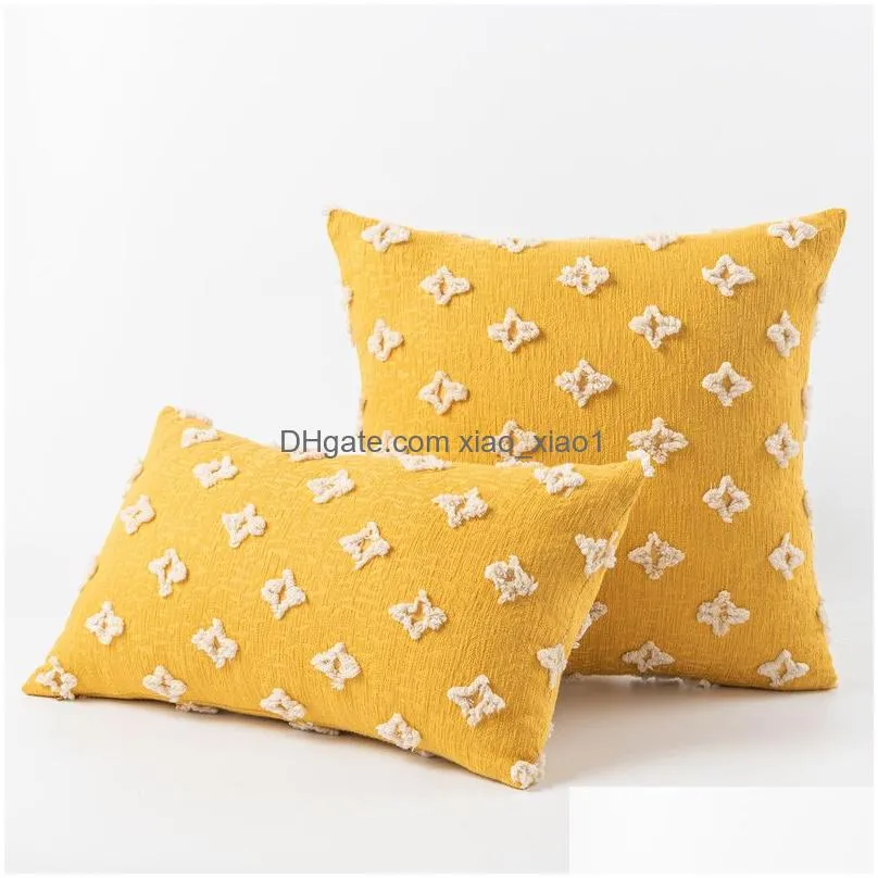 nordic ins wind flower stars cotton pillow case waist pillow bedroom living room sofa bay window cushion pillow case