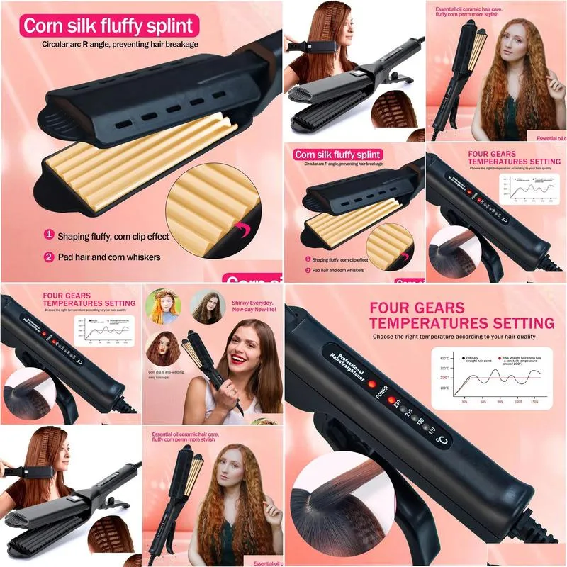 Irons Ceramic Hair Curler Corrugated Curling Iron Electric Hair Crimper Wave Corn Irons Curling Wand Styling Tools Corrugation Curler