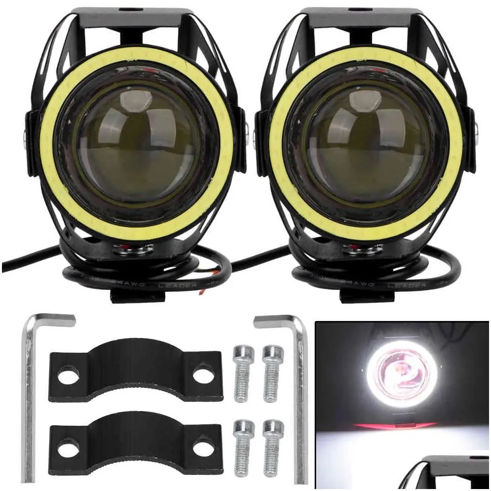 125w led motorcycle angel eyes u7 headlamp spotlights universal 2pcsset motorcycle headlights motorbike led auxiliary lamp4794235