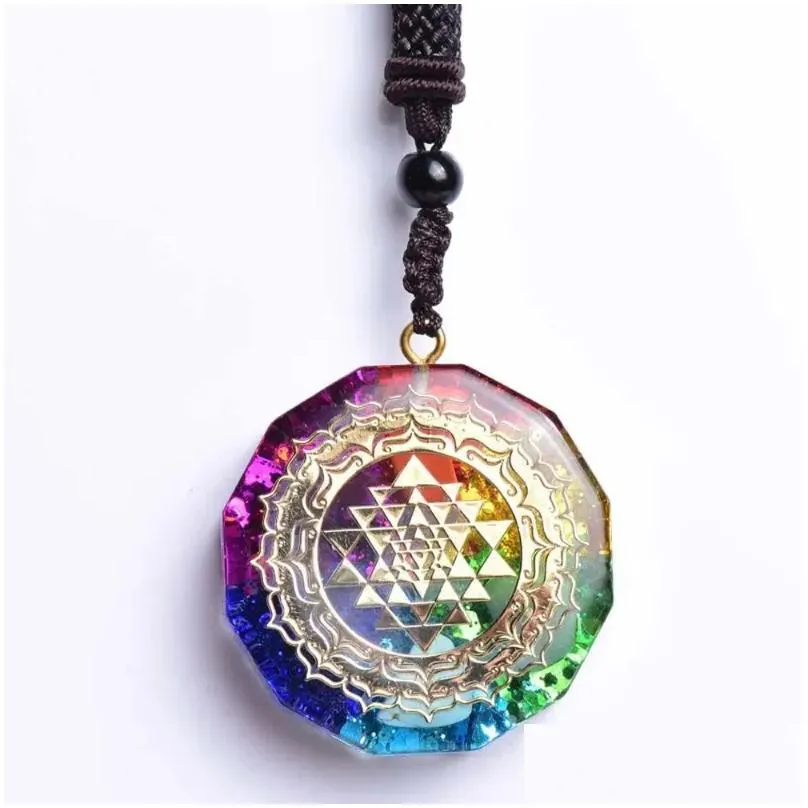 pendant necklaces necklace accessories handmade 7 chakara orgonite crystal reiki healing stone energey charms