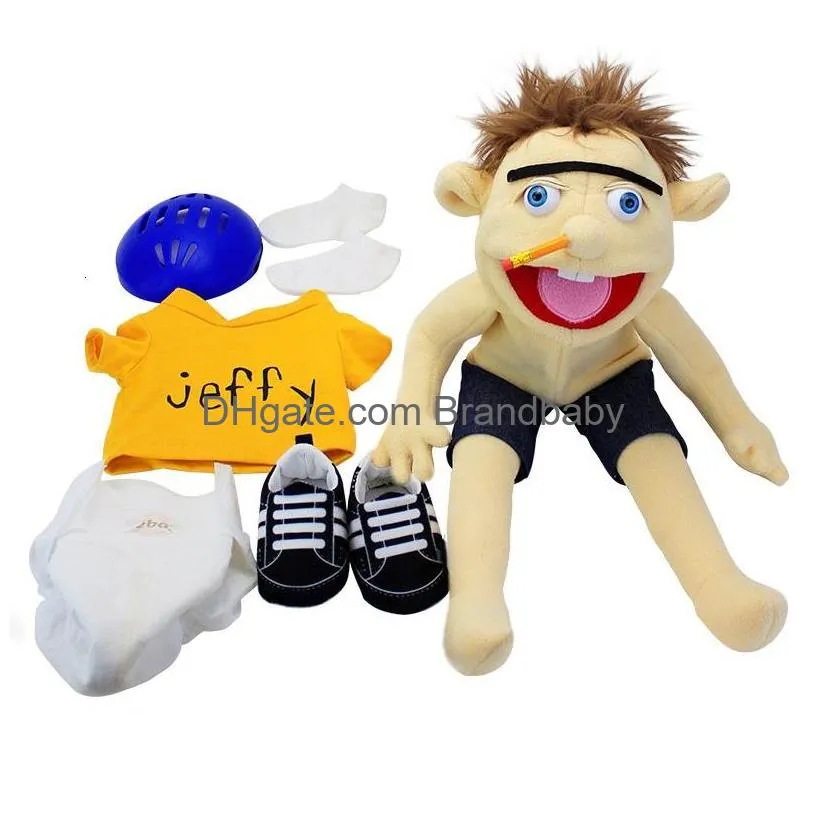 puppets 60cm  feebee jeffy puppet plush hat game toy boy girl cartoon hand puppet plushie doll talk show party props christmas gift