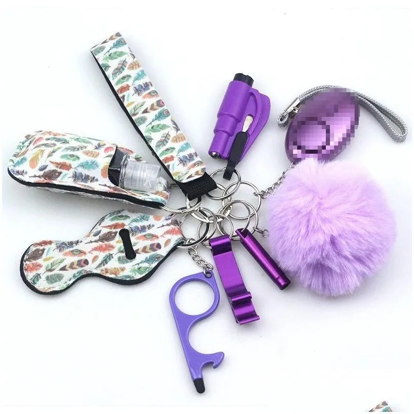 women alarm personal keychain set self defense alarm keychain security self protection security alarm key ring for girls 10pcs/sets