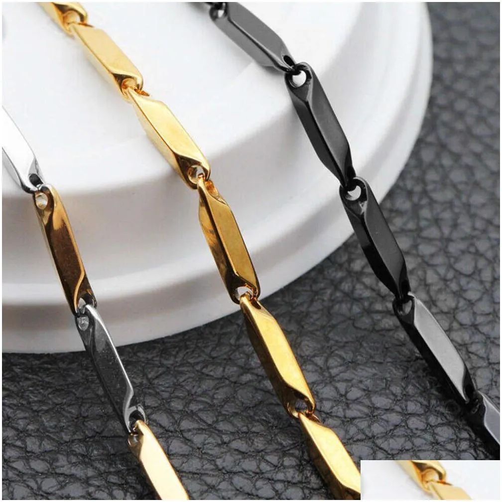 Other Titanium Steel Gold Plated Melon Chain Stainless Necklace Couple Models Elegant Black Drop Delivery Jewelry Necklaces Pendants Otydb