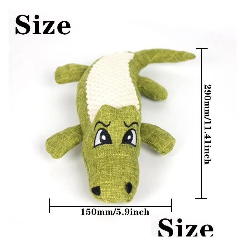 3 colors pet dog toy linen plush animal toys dogs chew squeak clean teeth coy clogodile puzzle blue red green