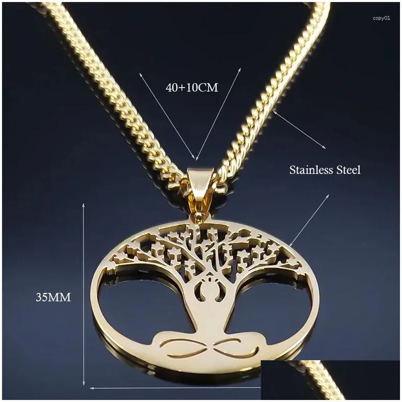 pendant necklaces artistic yoga tree of life necklace women hollow stainless steel meditation healing jewlery gift n2004s04