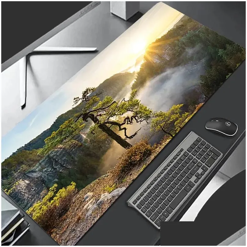 Pads Beautiful Natural Landscape Tree Mouse Pad Large Gaming Custom HD Mousepad XXL Game Playmat Desk Mats Natural Rubber PC Mice Pad