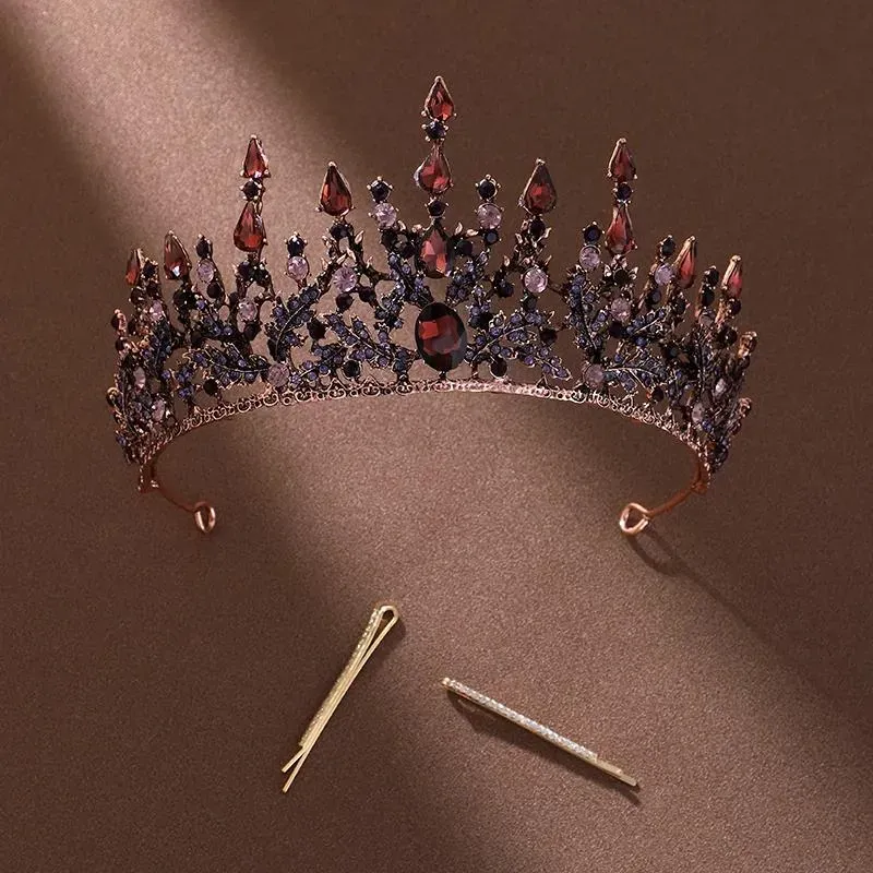 Hair Clips A Exquisite Dreamlike Black-color Tiara Full Of Gothic Style Designed For Ladies` Performance Dance (With Two Clips)