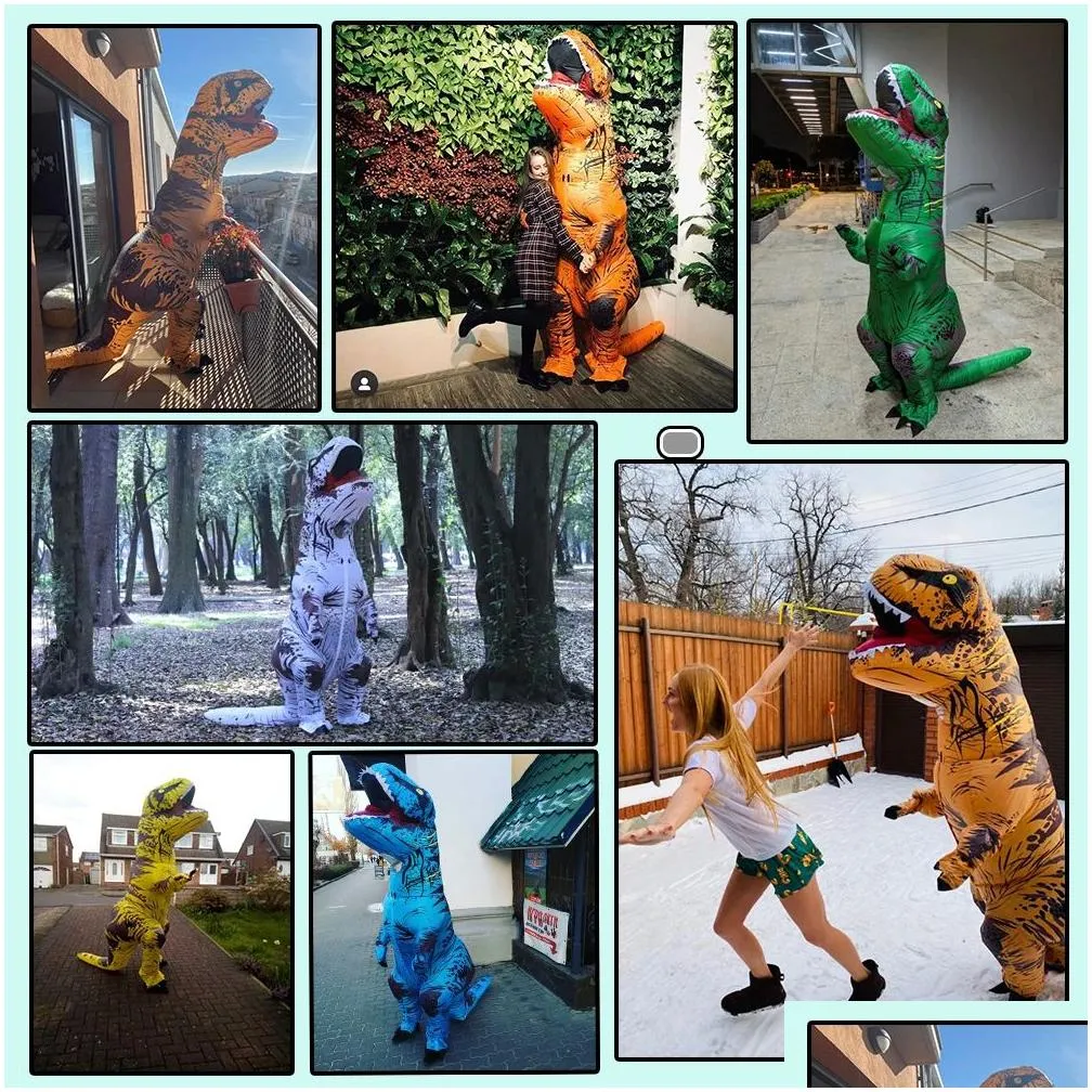T-REX Monster Inflatable Costume Blow Up Cosplay Dinosaur Clothing Carnival Halloween Christma Dress For Kids Adults Party Show