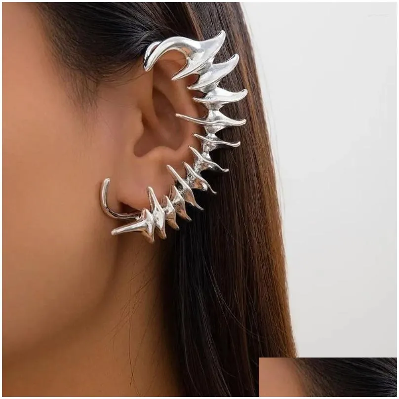 Backs Earrings Bones Shape Exaggerate Ear Cuff Personality Jewelry Accessories Korean Style Punk Cool Clip Party