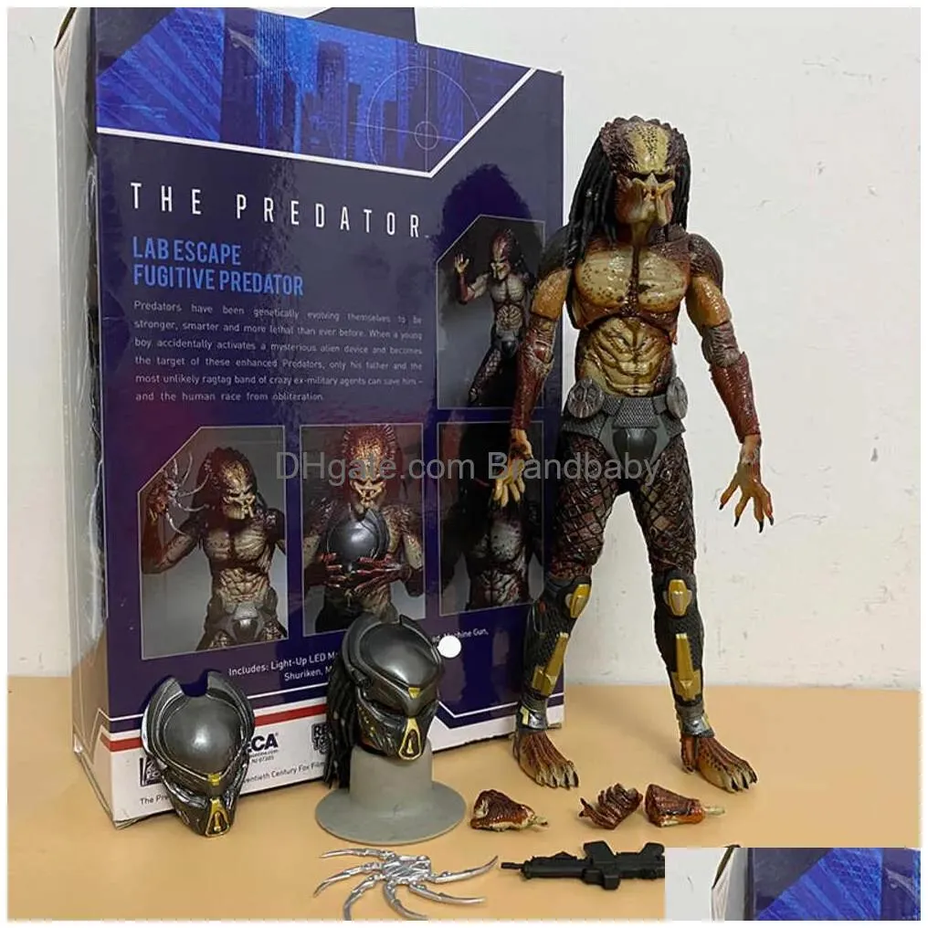 mascot costumes neca figure the predator lab escape fugitive predator with light-up led mask ultimate action figure model toy joint movable