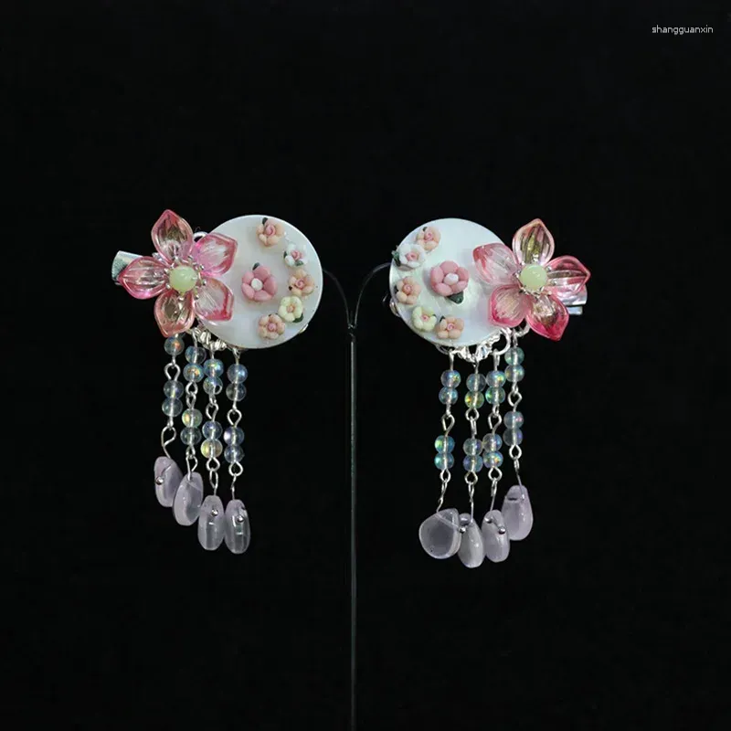 Hair Clips Shell Girl Flower Hanfu Clip Hairpin Antiquity Traditional Headdress Handmade