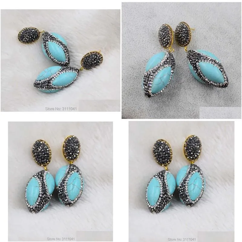 Stud Earrings One Pair Green Howlite Turquoise Egg 20 35Mm Hook Wholesale Beads Fppj Drop Delivery Jewelry Earring Otblm