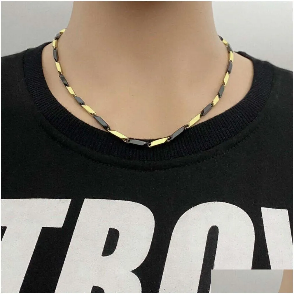 Other Titanium Steel Gold Plated Melon Chain Stainless Necklace Couple Models Elegant Black Drop Delivery Jewelry Necklaces Pendants Otydb