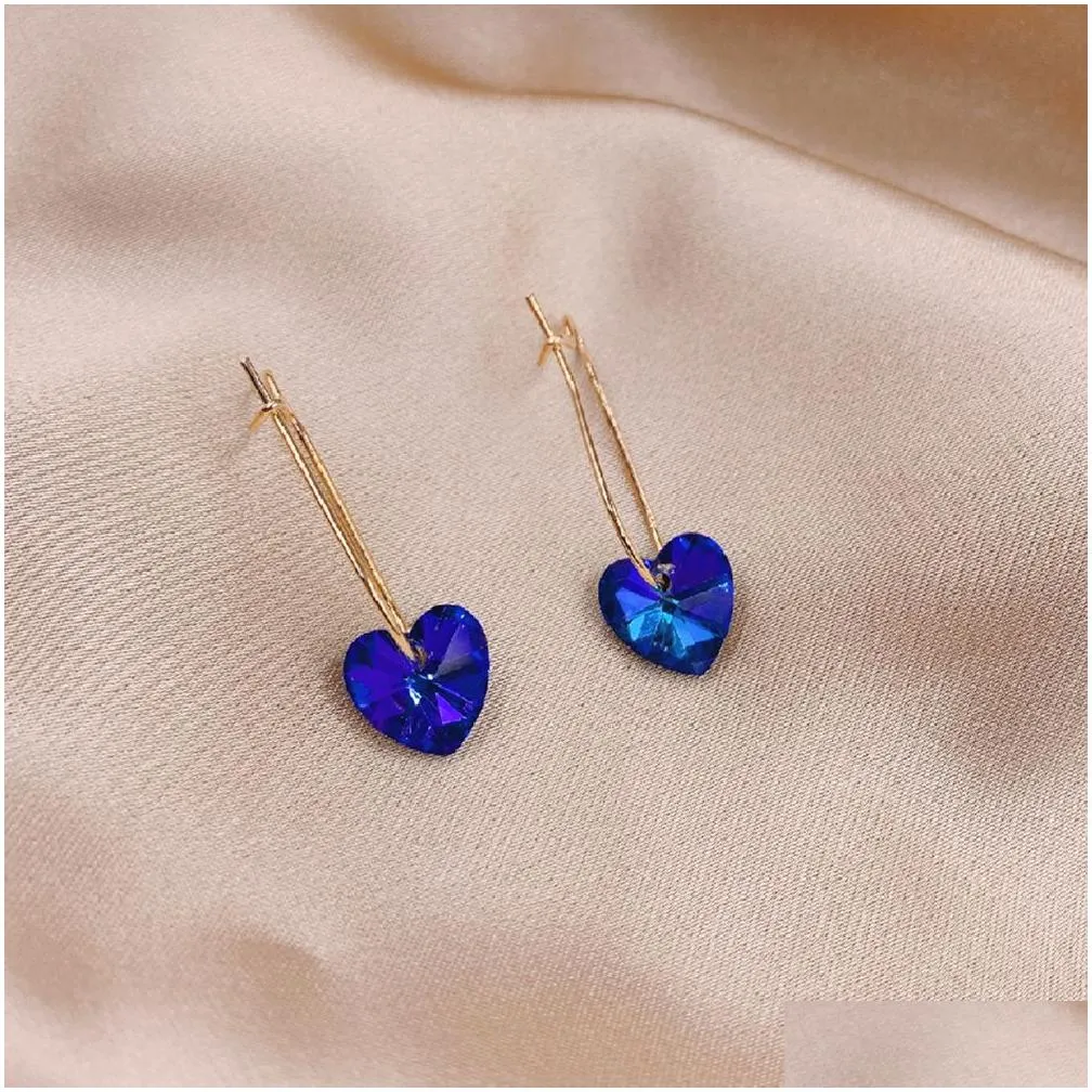 fashion simple crystal loves pendant earrings drop earrings for girls women gift lovely jewelry