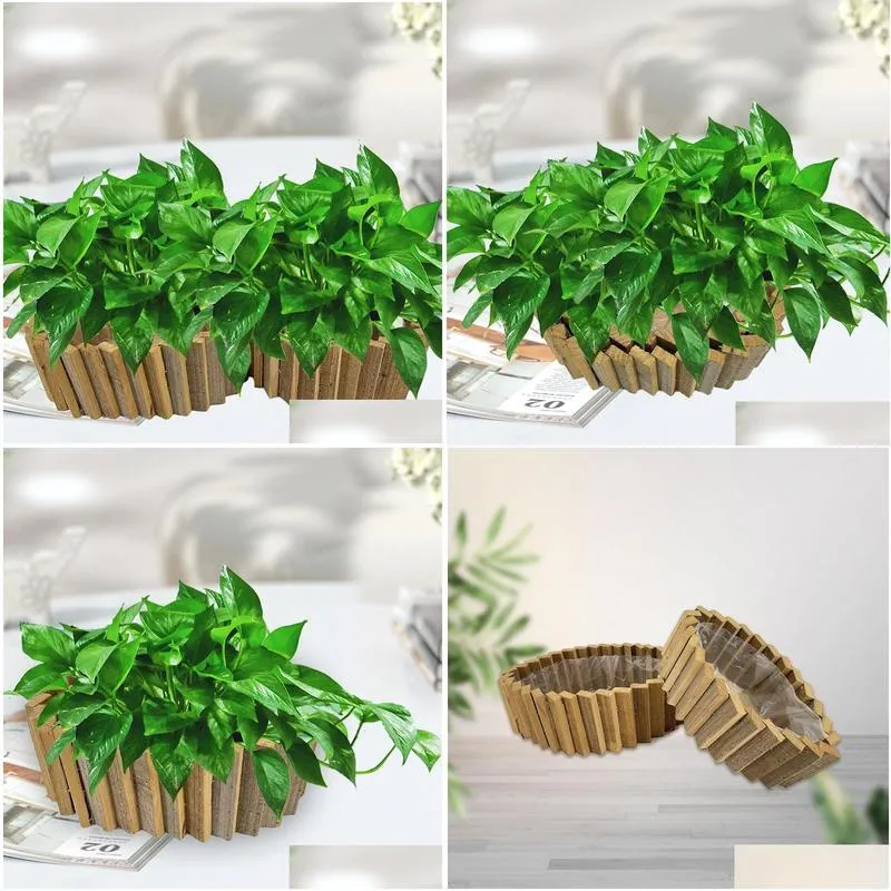 Planters Pots Anticorrosive Wood Flower Box Carbonized Solid Flowerpot Garden Project High-Quality Rectangar Outdoor Planting Drop Otsyb