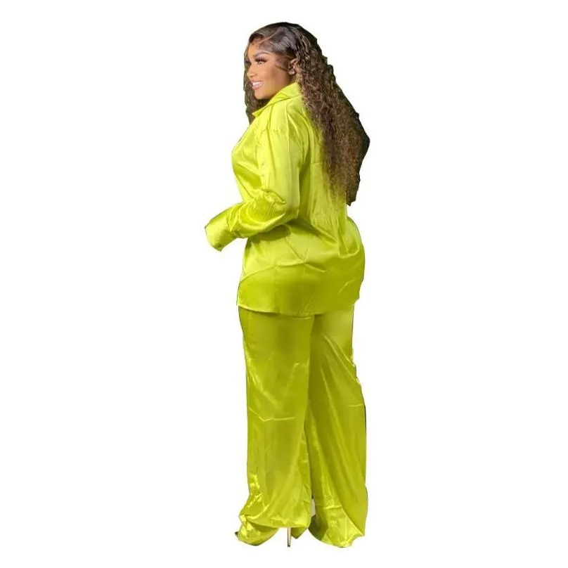 Women`S Plus Size Tracksuits Womens Perl Glossy Ol Two Piece Sets Outifits Clothing Fashion Matching Set Ropa De Mujer Tallas Grandes Dhez6