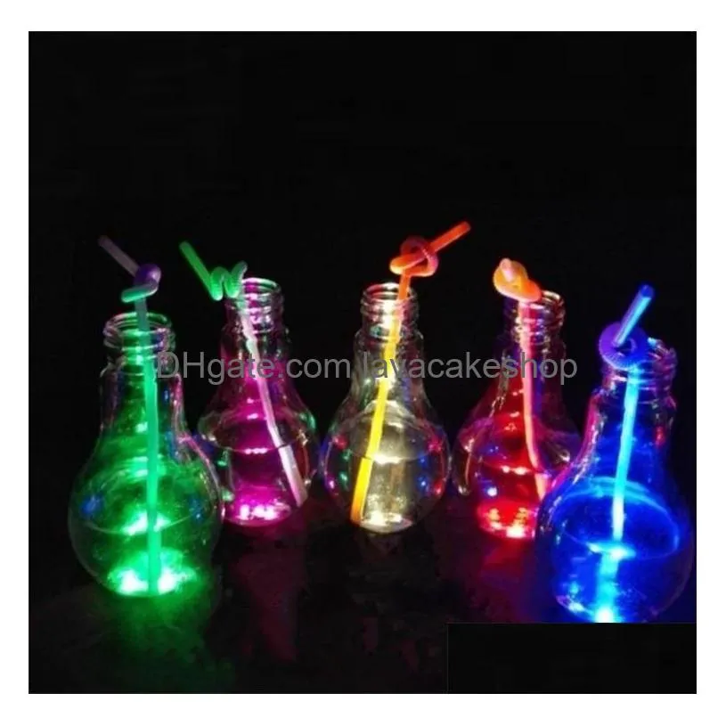 drinkware light bulb beverage bottle milk tea bottle plastic juice bottles creative yogurt cup luminescence cups drinkwares tools