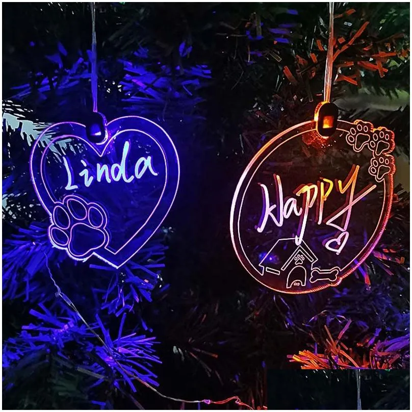 Christmas Decorations Acrylic Glowing Tree Hanging Colorf Glitter Custom Ornaments Drop Delivery Home Garden Festive Party Supplies Otrv8