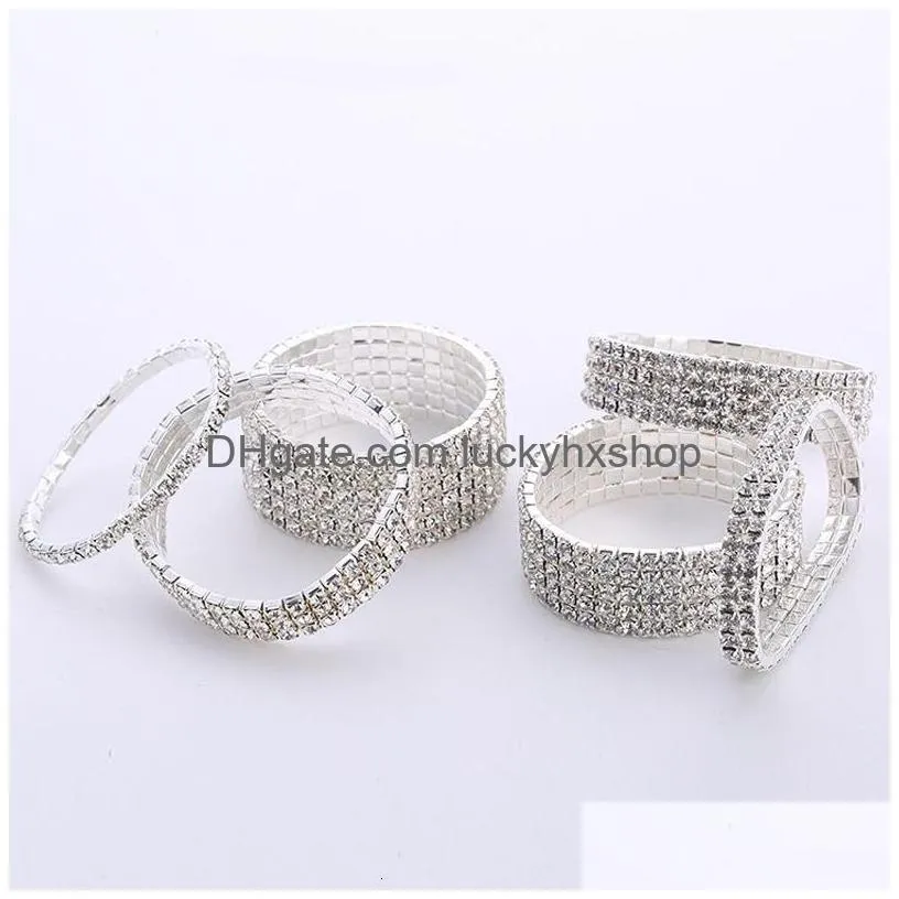 chain multiple styles fashion crystal stretch shine bracelets for women couple girlsfriend bangles wedding bridal gifts 230508